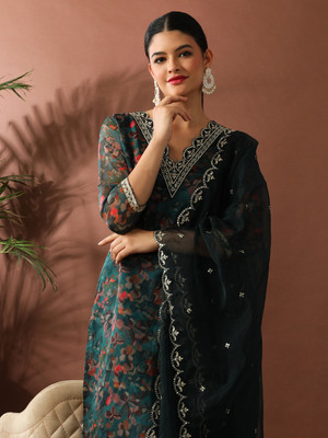 Jaipur Kurti Embroidered Kurta, Trouser/Pant & Dupatta Set
