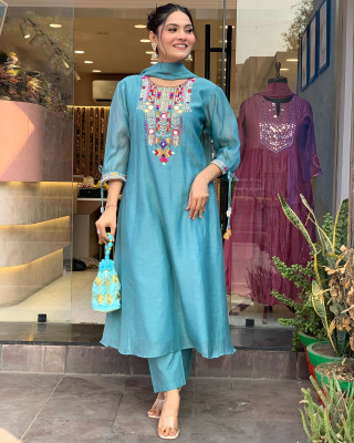 RADHEKRISHNA FASHIONABLES Embroidered Kurta, Salwar & Dupatta Set