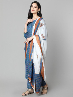 ARCHIT CREATIONS Checkered Kurta, Trouser/Pant & Dupatta Set
