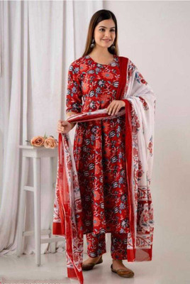 CreationRajvi Self Design Kurta, Trouser/Pant & Dupatta Set