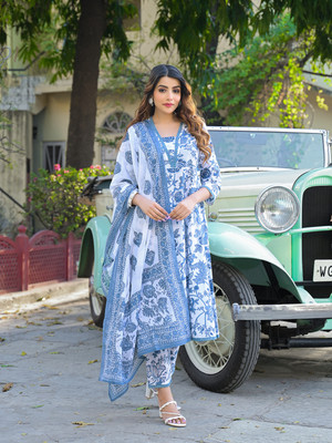 DIVENA Printed Anarkali Kurta, Bottom & Dupatta Set