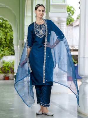 VredeVogel Embroidered Kurta, Trouser/Pant & Dupatta Set
