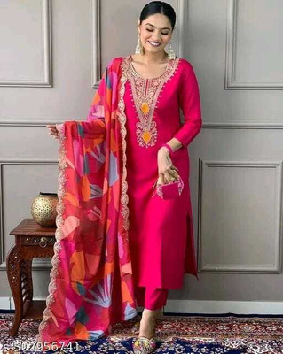 Helly Fashion Embroidered Kurta, Trouser/Pant & Dupatta Set