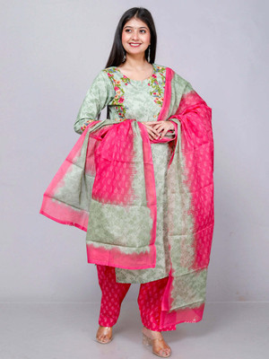 Jevi Prints Floral Print Kurta, Patiala & Dupatta Set