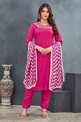RUNAMORA CREATION Self Design Anarkali Kurta, Bottom & Dupatta Set