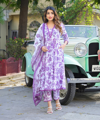 DIVENA Printed Anarkali Kurta, Bottom & Dupatta Set