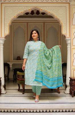 Yash Gallery Floral Print Kurta, Trouser/Pant & Dupatta Set