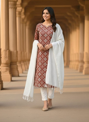 MSF Floral Print Kurta, Trouser/Pant & Dupatta Set