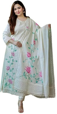 GURUDM Embroidered Kurta, Trouser/Pant & Dupatta Set