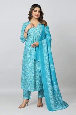 SARRAS Printed Kurta, Trouser/Pant & Dupatta Set