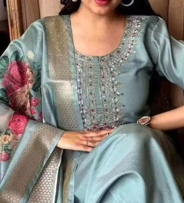 Shyam Creation Embroidered Kurta, Trouser/Pant & Dupatta Set
