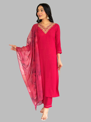 Tective Embroidered Kurta, Trouser/Pant & Dupatta Set