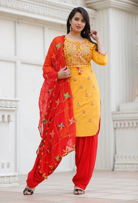 Satguru Designer Embroidered Kurta, Patiala & Dupatta Set
