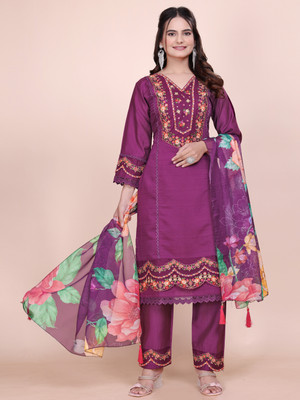 SHARARA CREATION Embroidered Kurta, Trouser/Pant & Dupatta Set