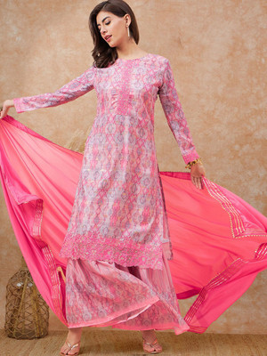 Sangria Embroidered Kurta, Sharara & Dupatta Set