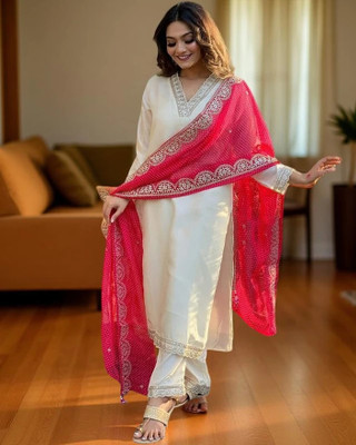 Teegital Embroidered Kurta, Trouser/Pant & Dupatta Set