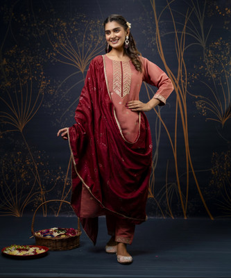 VredeVogel Embroidered Kurta, Trouser/Pant & Dupatta Set
