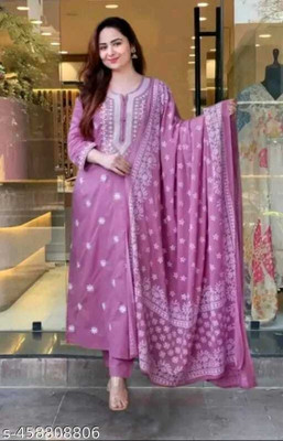 Zeny Enterprise Self Design Kurta, Trouser/Pant & Dupatta Set
