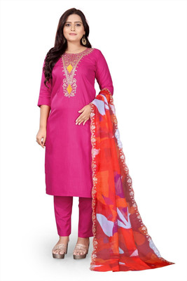Allproshop Embroidered Kurta, Trouser/Pant & Dupatta Set