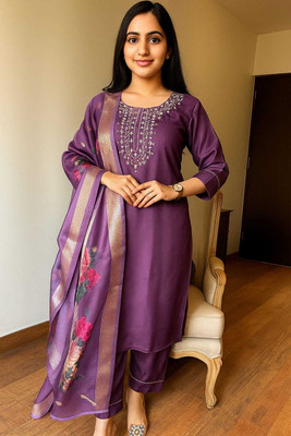 DANIYA FAB Embroidered Kurta, Trouser/Pant & Dupatta Set