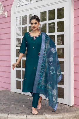 Gopi Kishan Premium Solid Kurta, Trouser/Pant & Dupatta Set