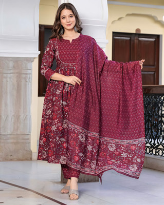 PRAVIK Printed Kurta, Palazzo & Dupatta Set