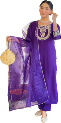 Tective Embroidered Kurta, Salwar & Dupatta Set