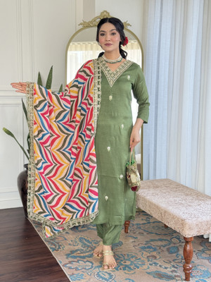 RN Fashion Embroidered Kurta, Trouser/Pant & Dupatta Set