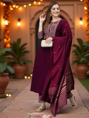 CLAVINET Printed Kurta, Trouser/Pant & Dupatta Set