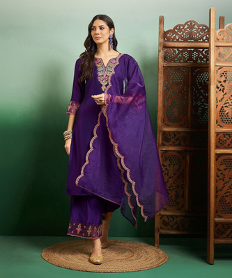 shiv textiles Solid Kurta, Trouser/Pant & Dupatta Set