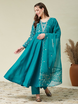 MOKOSH Embroidered Anarkali Kurta, Bottom & Dupatta Set