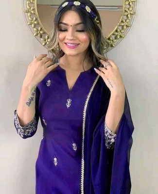 Gopi Kishan Premium Embroidered Kurta, Trouser/Pant & Dupatta Set