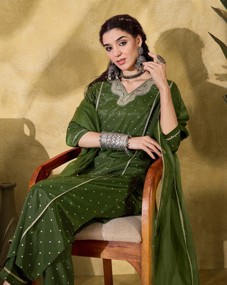 SheWill Embroidered Kurta, Trouser/Pant & Dupatta Set