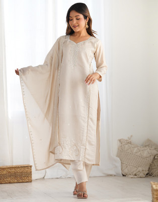 Skylee Embroidered Kurta, Trouser/Pant & Dupatta Set