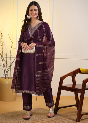 DSK Studio Embroidered Kurta, Trouser/Pant & Dupatta Set