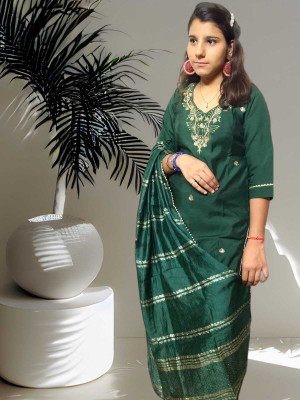ANJANI Embroidered Kurta, Trouser/Pant & Dupatta Set