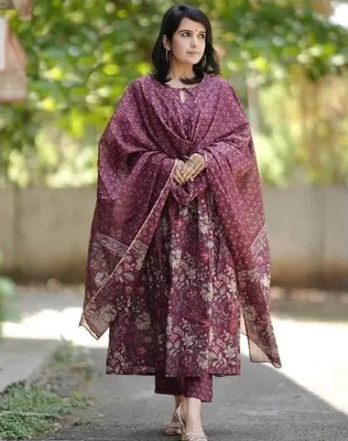 UV FAB Printed Anarkali Kurta, Bottom & Dupatta Set