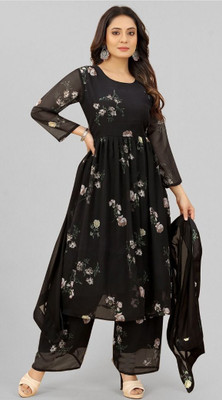 Mishwa Fashion Tax Floral Print Anarkali Kurta, Bottom & Dupatta Set