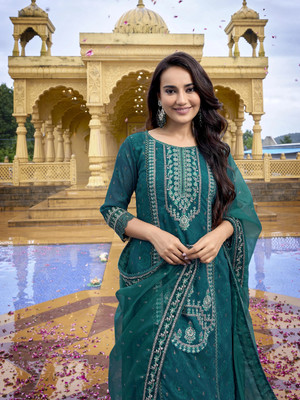 Tasrika Embroidered Kurta, Trouser/Pant & Dupatta Set