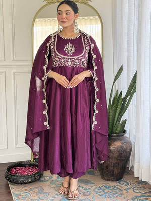 HB VENTURE Embroidered Anarkali Kurta, Bottom & Dupatta Set