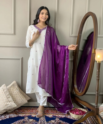 Nikhat Embroidered Kurta, Salwar & Dupatta Set