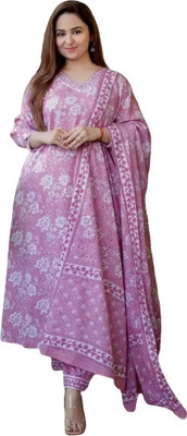 hustle bustle Floral Print Kurta, Trouser/Pant & Dupatta Set