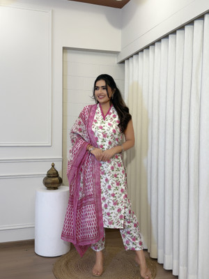 RN Fashion Floral Print Kurta, Trouser/Pant & Dupatta Set