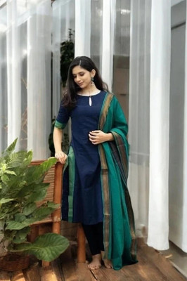 ORRIYA Self Design Kurta, Trouser/Pant & Dupatta Set