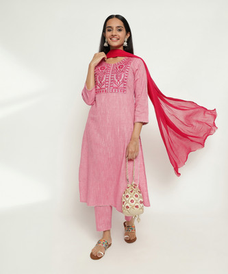 aayusika Embroidered Kurta, Trouser/Pant & Dupatta Set