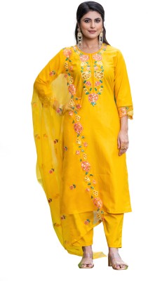 FAIRYPINK Embroidered, Floral Print Kurta, Trouser/Pant & Dupatta Set