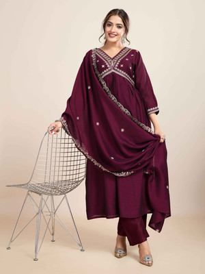SDK Fashion Embroidered Kurta, Trouser/Pant & Dupatta Set