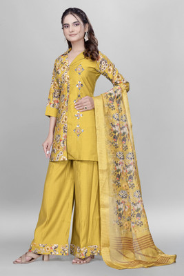 FASHNETIC Printed Kurta, Palazzo & Dupatta Set