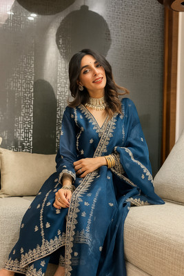 freshbook Embroidered Anarkali Kurta, Bottom & Dupatta Set