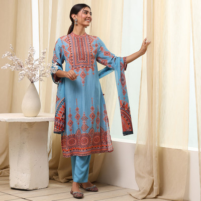 BIBA Printed Kurta, Trouser/Pant & Dupatta Set